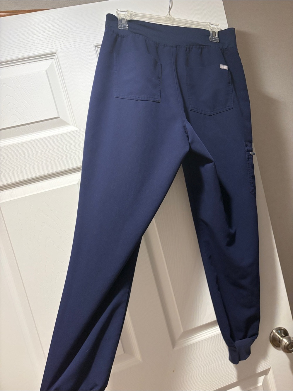 Figs Women's High Waisted Zamora Navy Jogger Scrub Pants with Gray Drawstring - Picture 4 of 4